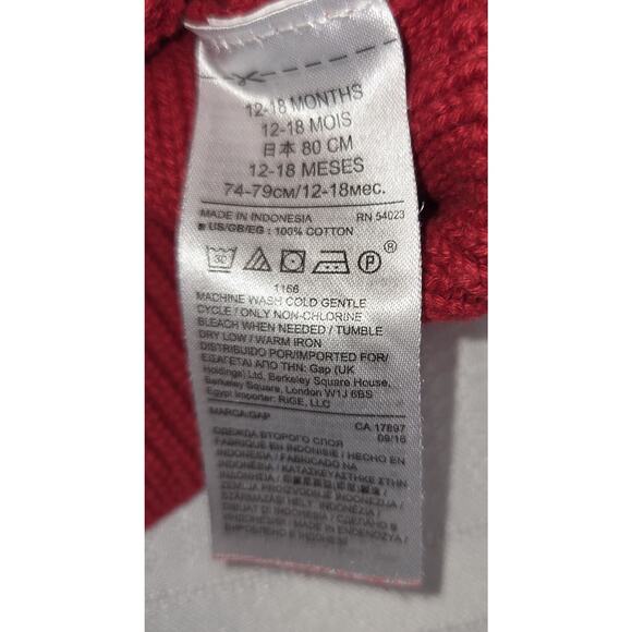 Baby Gap Red Cable Knit Sweater SIZE 12-18 Months Fisherman Chunky Knit Kids Top - Picture 6 of 9